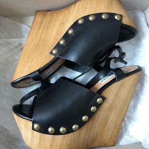 Steve Madden Bonsei Black Leather Wedge.